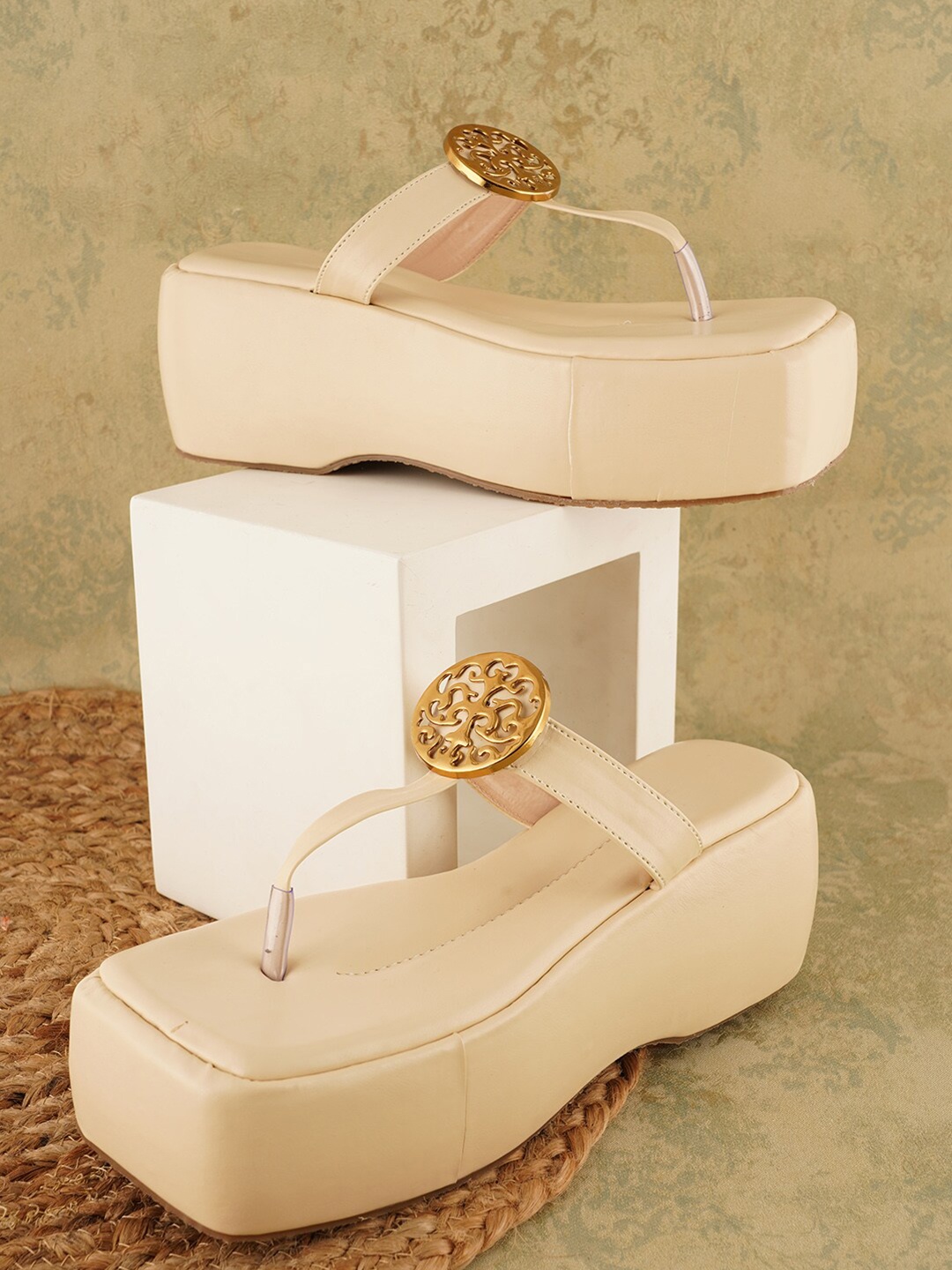 

Walkfree Embellished Flatform Heels, Cream