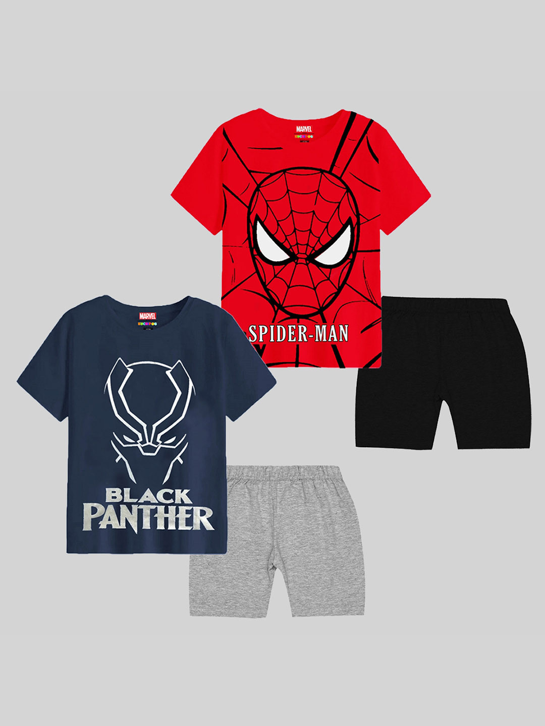 

KUCHIPOO Boys Red & Navy Blue Printed T-shirt with Shorts