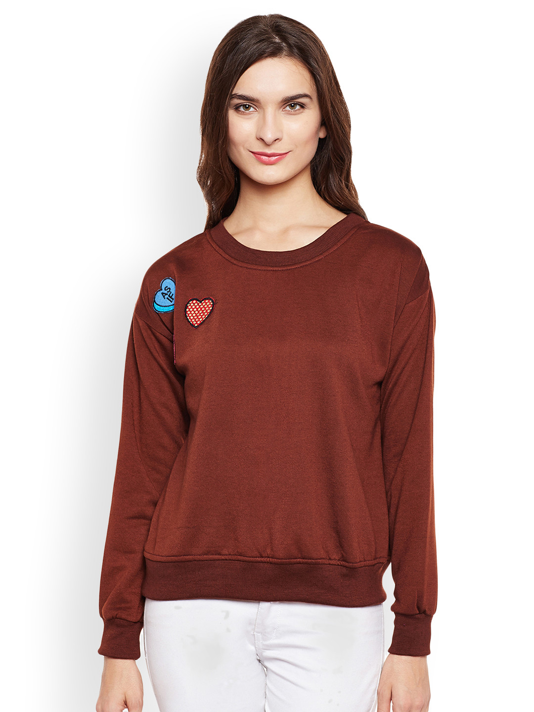 

Belle Fille Women Brown Solid Sweatshirt