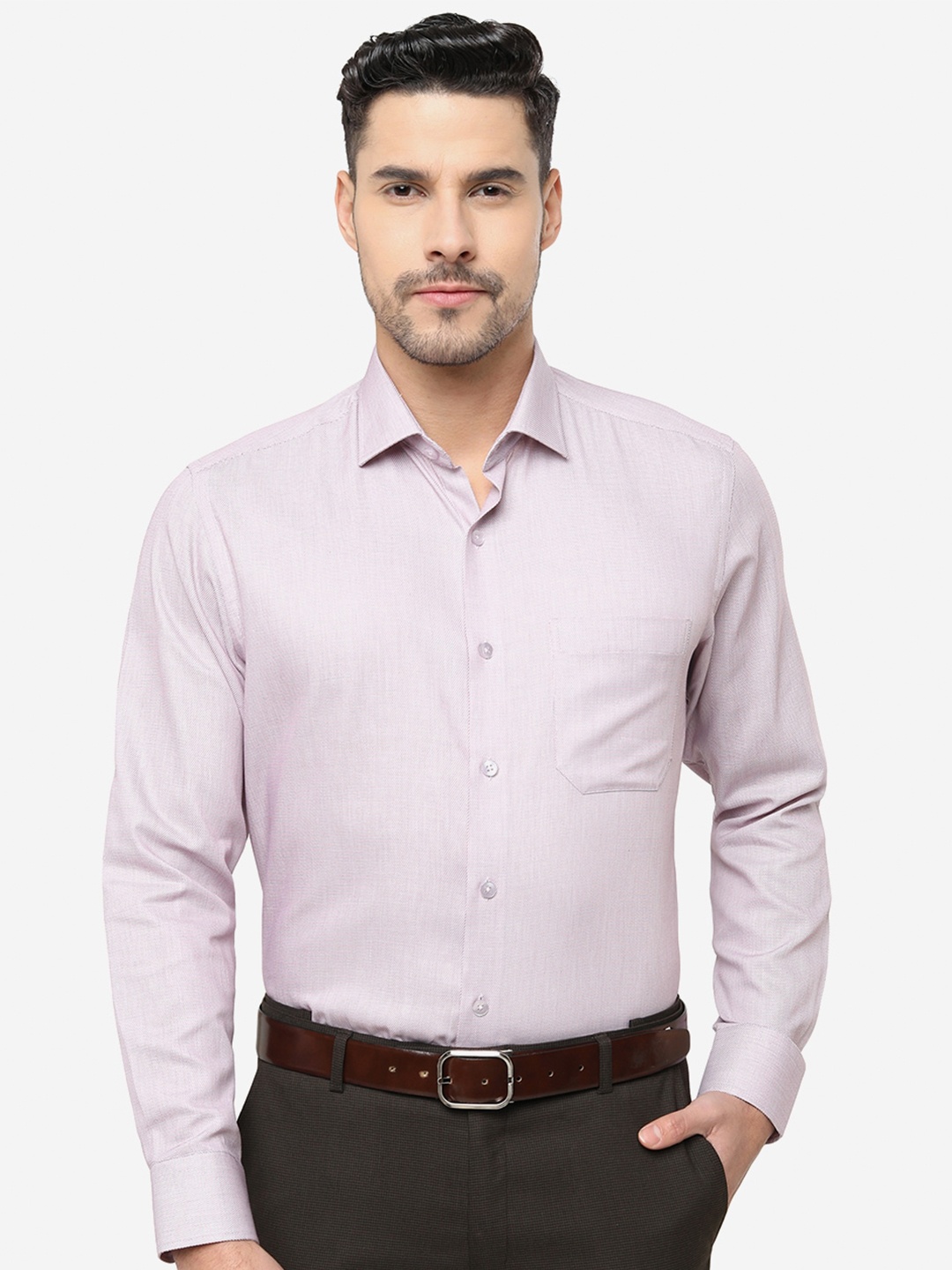 

METAL Spread Collar Slim Fit Cotton Formal Shirt, Pink