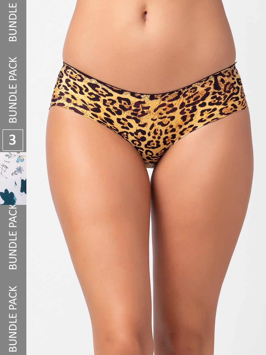 

NOIRA Pack Of 3 Assorted Printed Mid-Rise Hipster Briefs