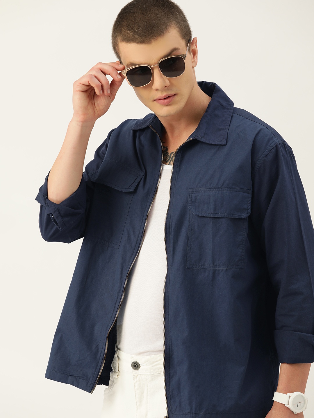 

Kook N Keech Men Comfort Chambray Pure Cotton Casual Shirt, Navy blue
