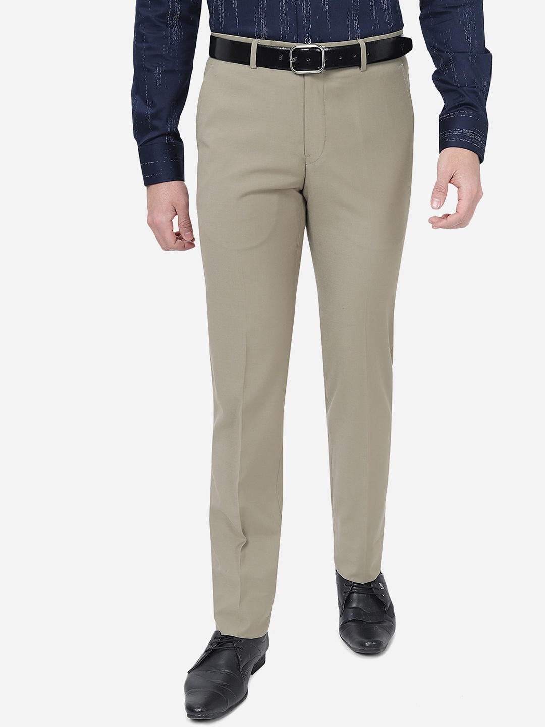 

Greenfibre Men Slim Fit Formal Trousers, Khaki