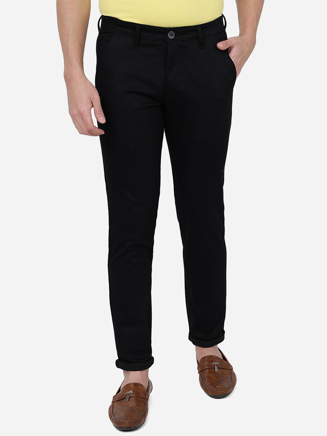 

Greenfibre Men Slim Fit Mid-Rise Cotton Chinos, Black