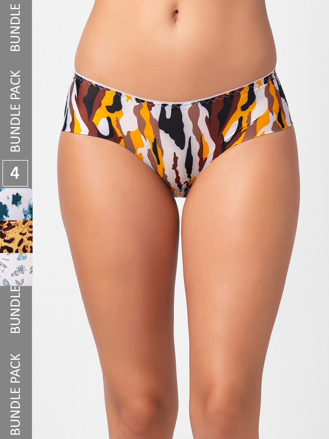 

NOIRA Pack Of 4 Assorted Printed Mid-Rise Hipster Briefs