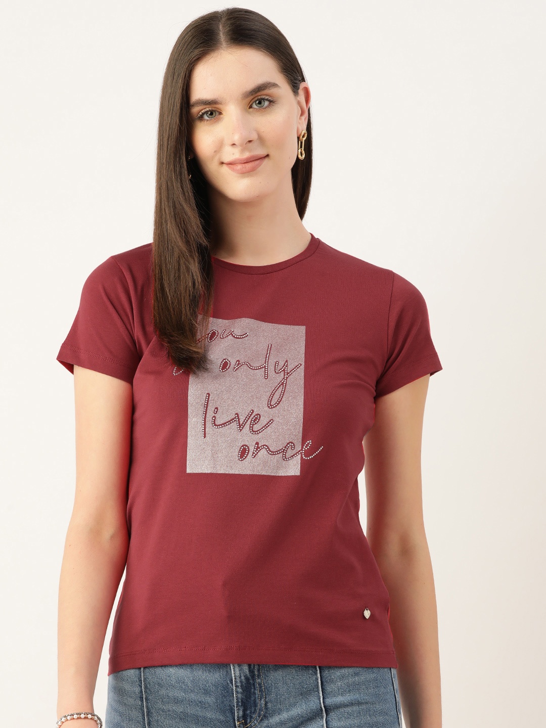 

Monte Carlo Typography Embellished T-shirt, Maroon