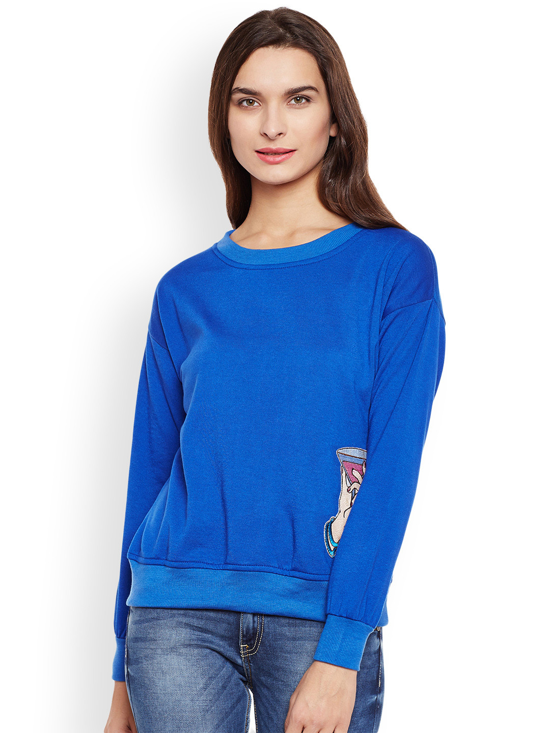 

Belle Fille Women Blue Solid Sweatshirt