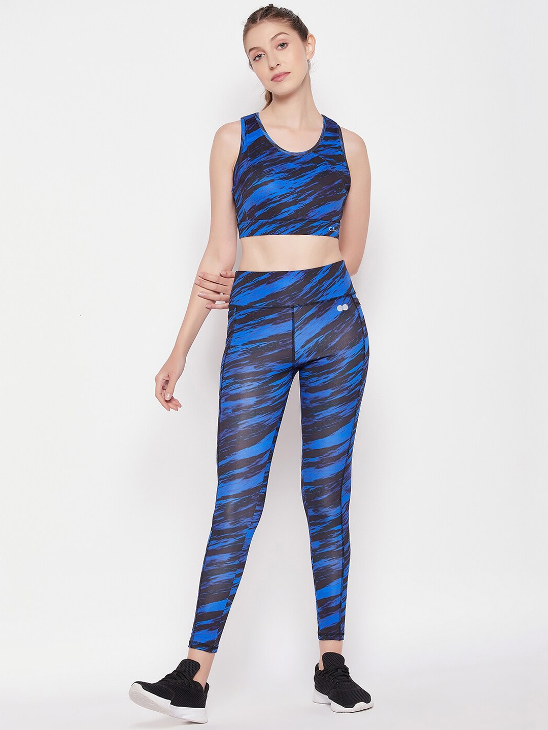 

Clovia Women Printed High-Rise Tracksuits, Blue