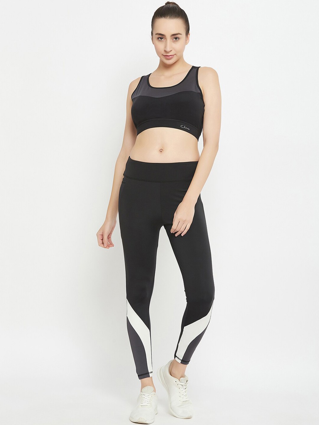 

Clovia Women Colourblocked 4-Way Stretch Tracksuit, Black