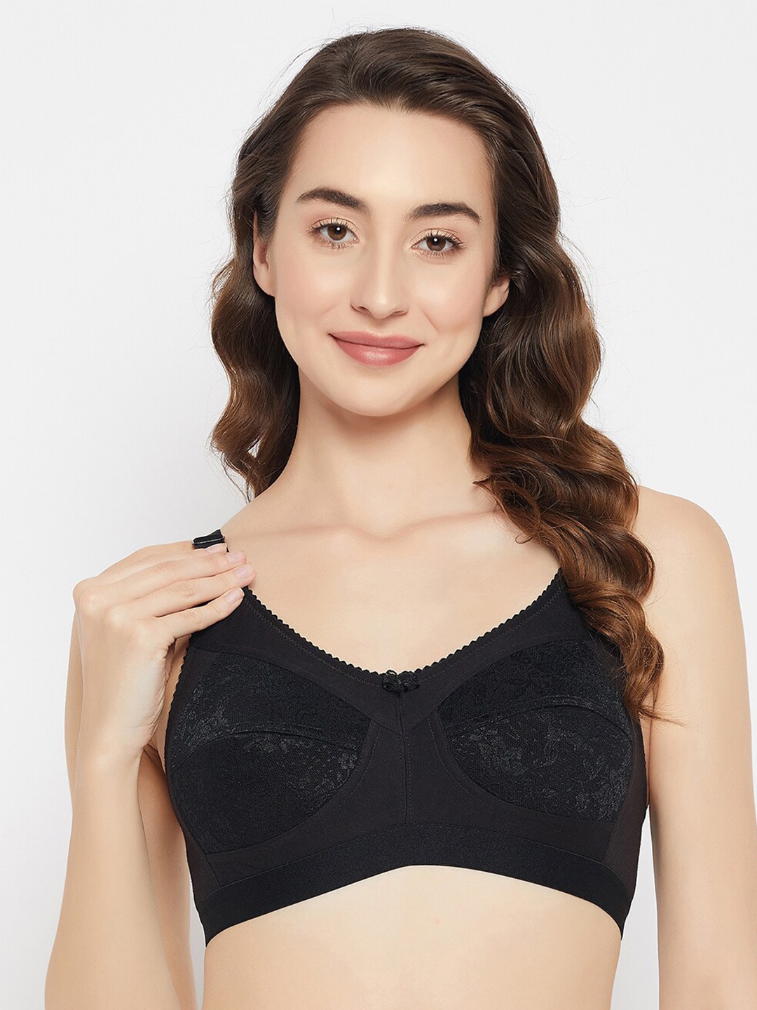 

Clovia Cotton Non Padded Full Coverage All Day Comfort Cut & Sew Everyday Bra, Black