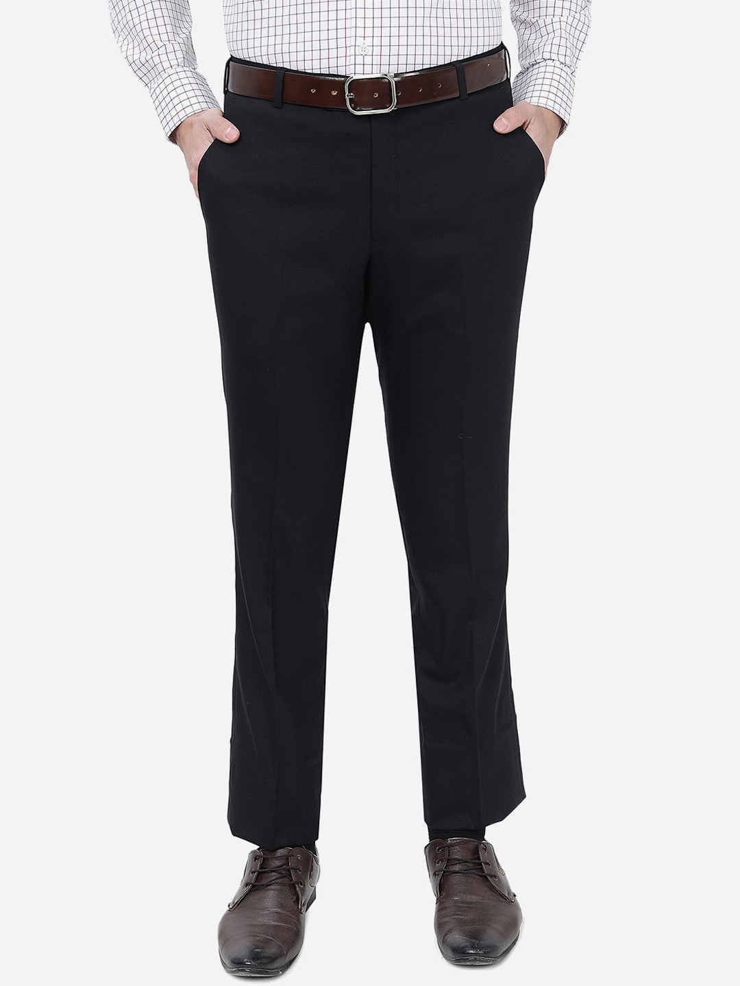 

METAL Men Slim Fit Formal Trousers, Black
