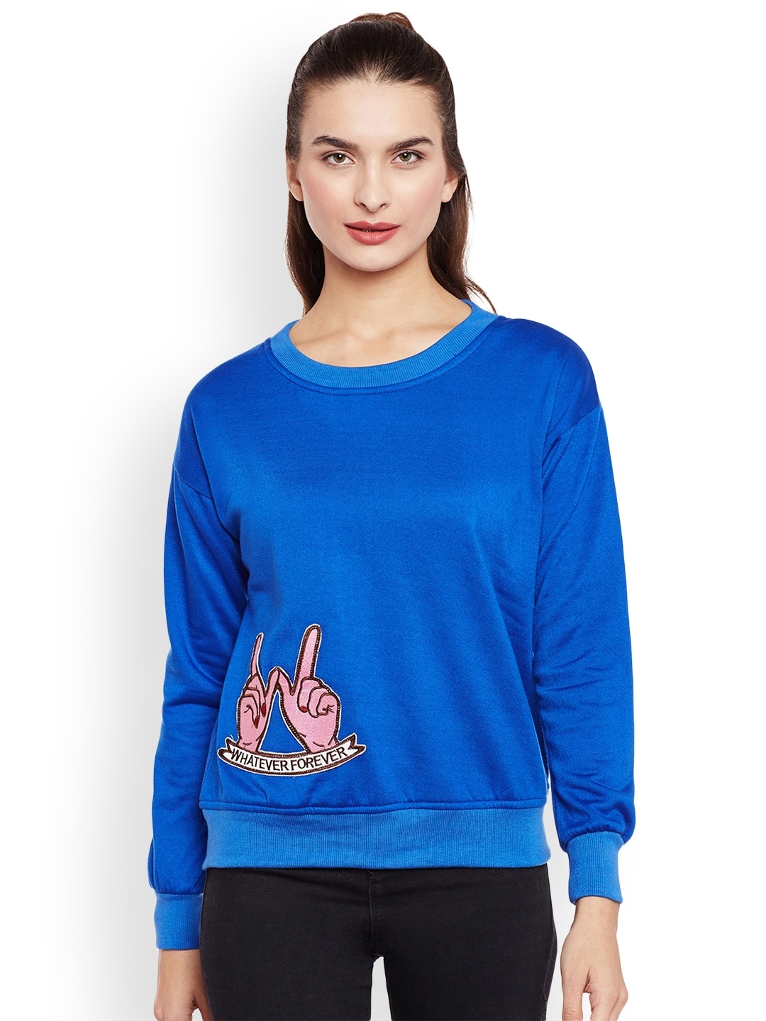 

Belle Fille Women Blue Solid Sweatshirt