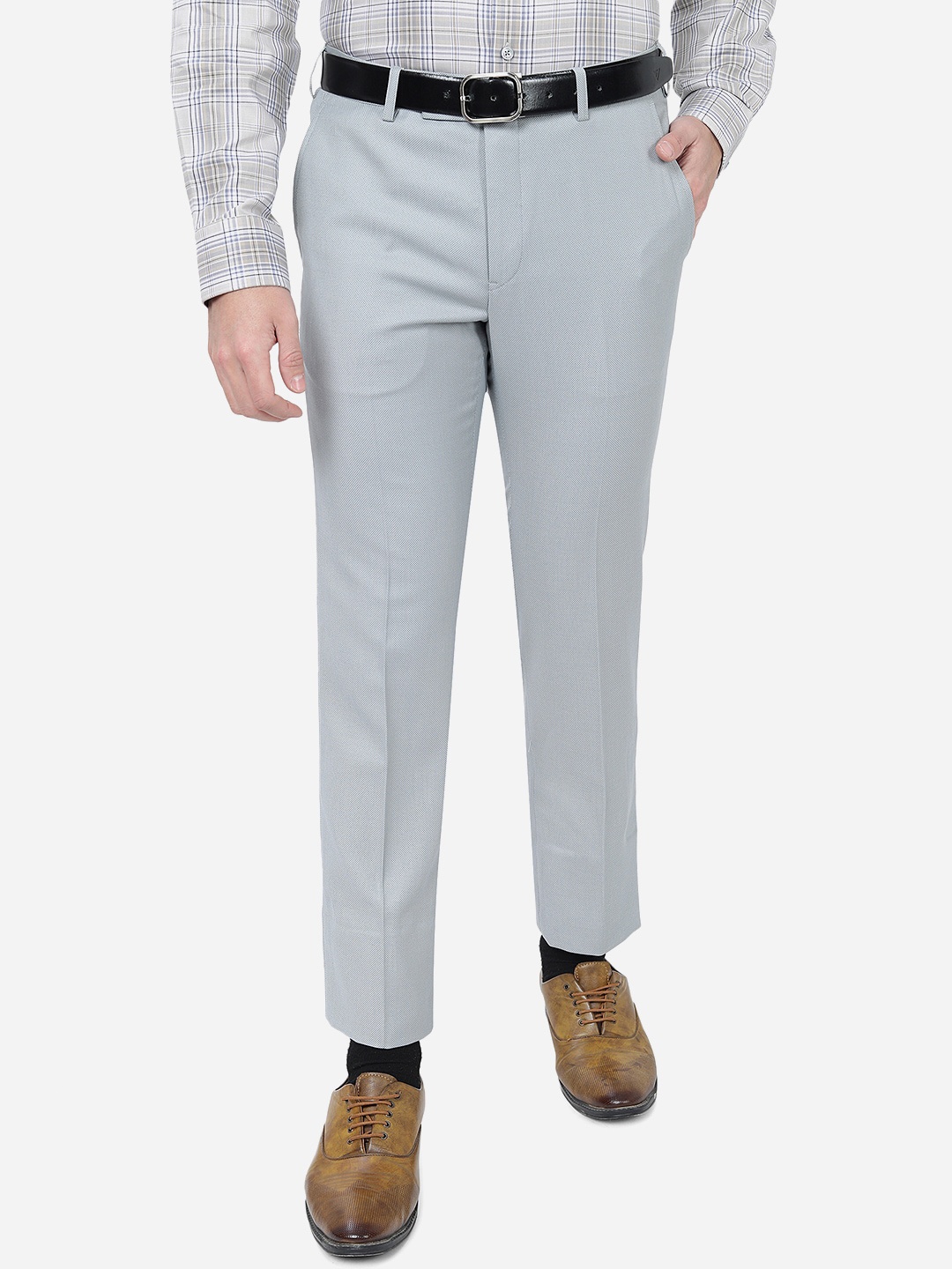 

METAL Men Slim Fit Formal Trousers, Grey