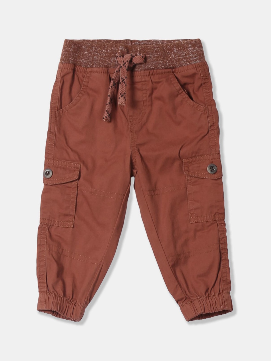 

V-Mart Infants Boys Classic Easy Wash Mid-Rise Cotton Joggers, Brown