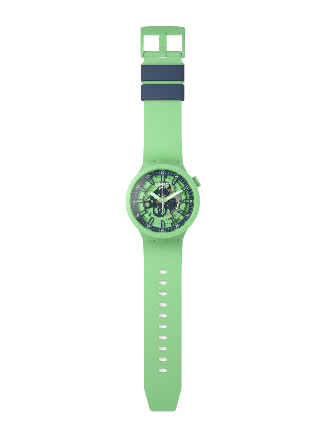 

Swatch Unisex Skeleton Dial Analogue Watch SB01G101, Green