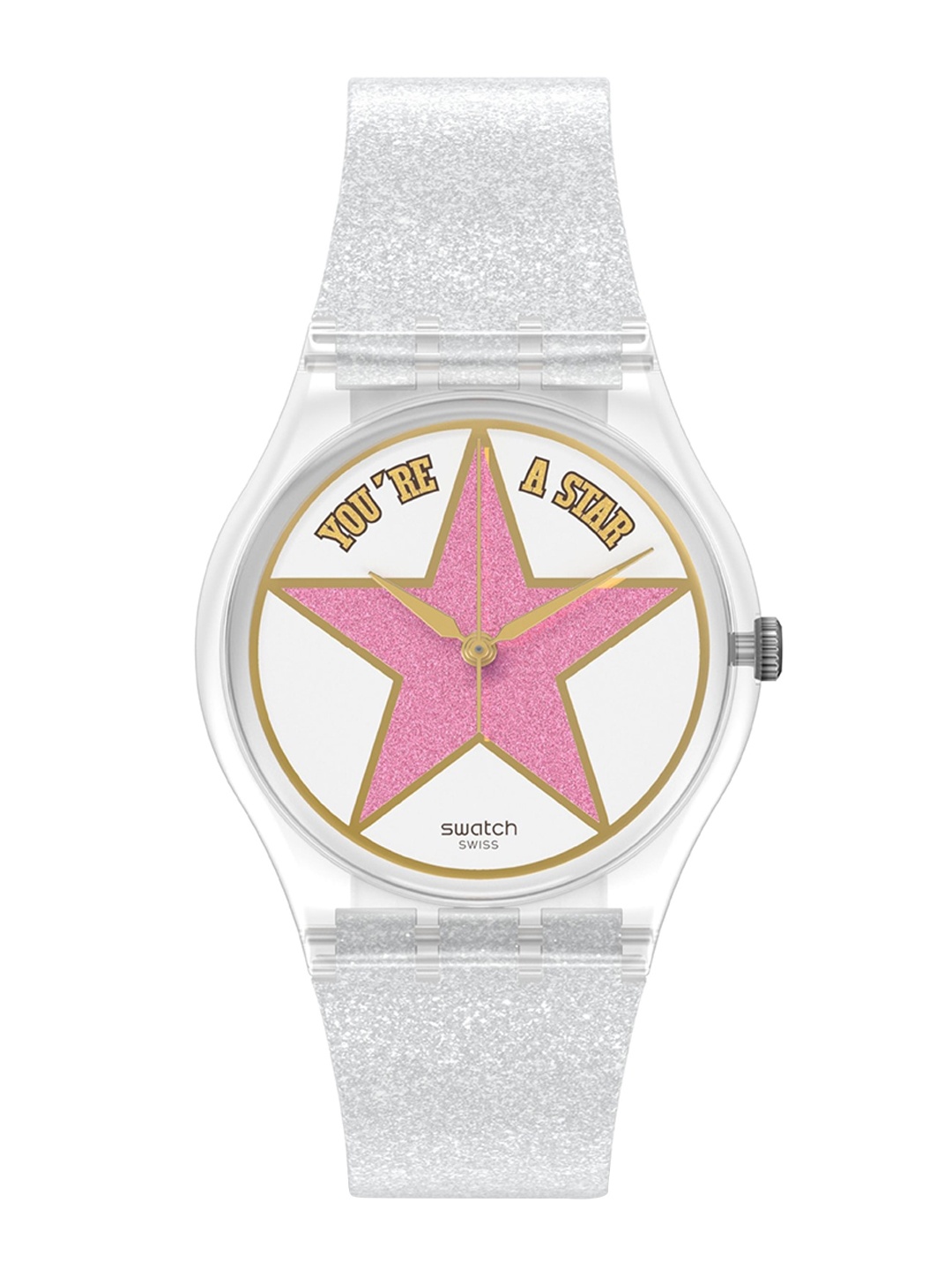 

Swatch Women Printed Dial & Bracelet Style Straps Analogue Watch SO28Z108, Transparent