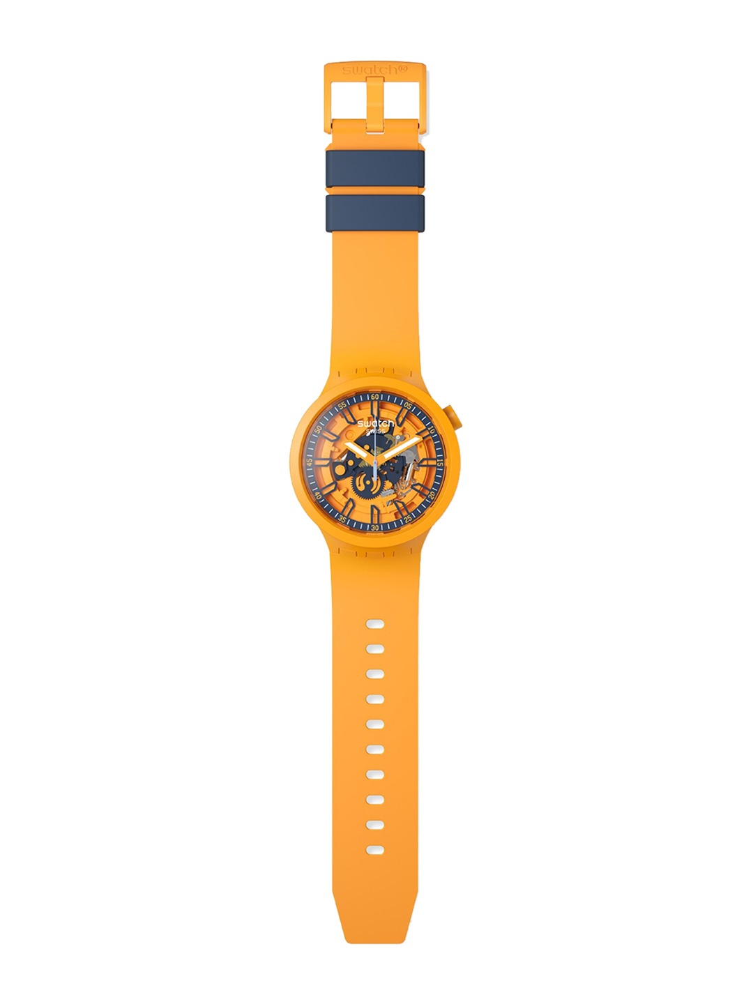 

Swatch Unisex Skeleton Dial Analogue Watch SB01O101, Orange