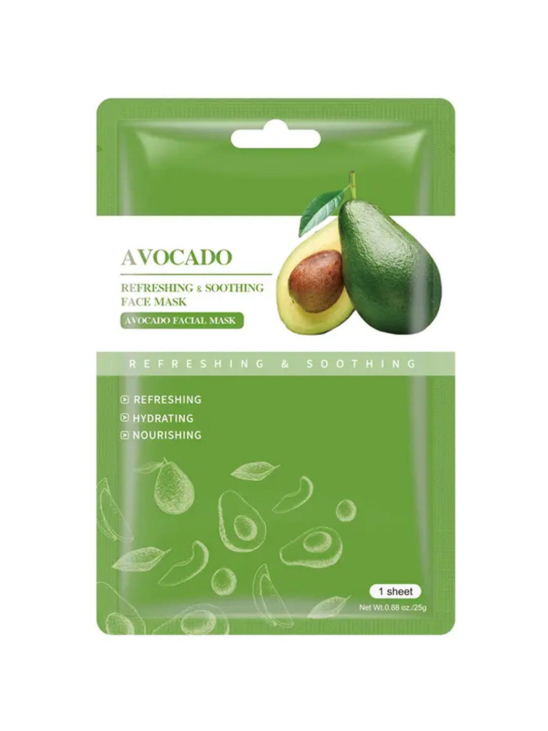 

MATRA Avocado Hydrating Facial Serum Sheet Mask For Skin Rejuvenation & Detox - 25ml, Green