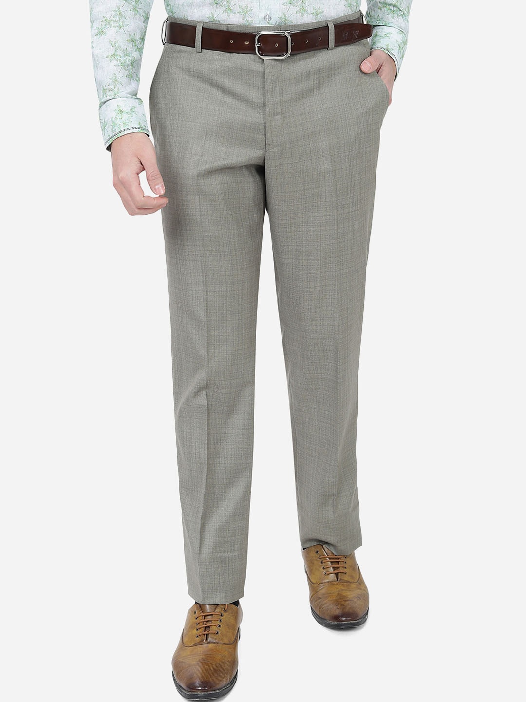 

JADE BLUE Men Slim Fit Formal Trousers, Grey