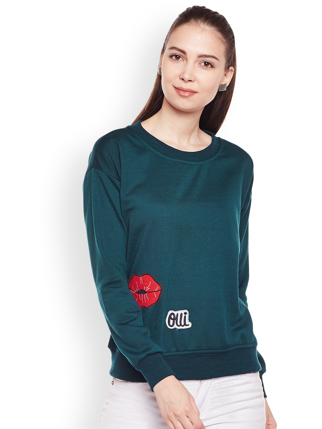 

Belle Fille Women Teal Solid Sweatshirt