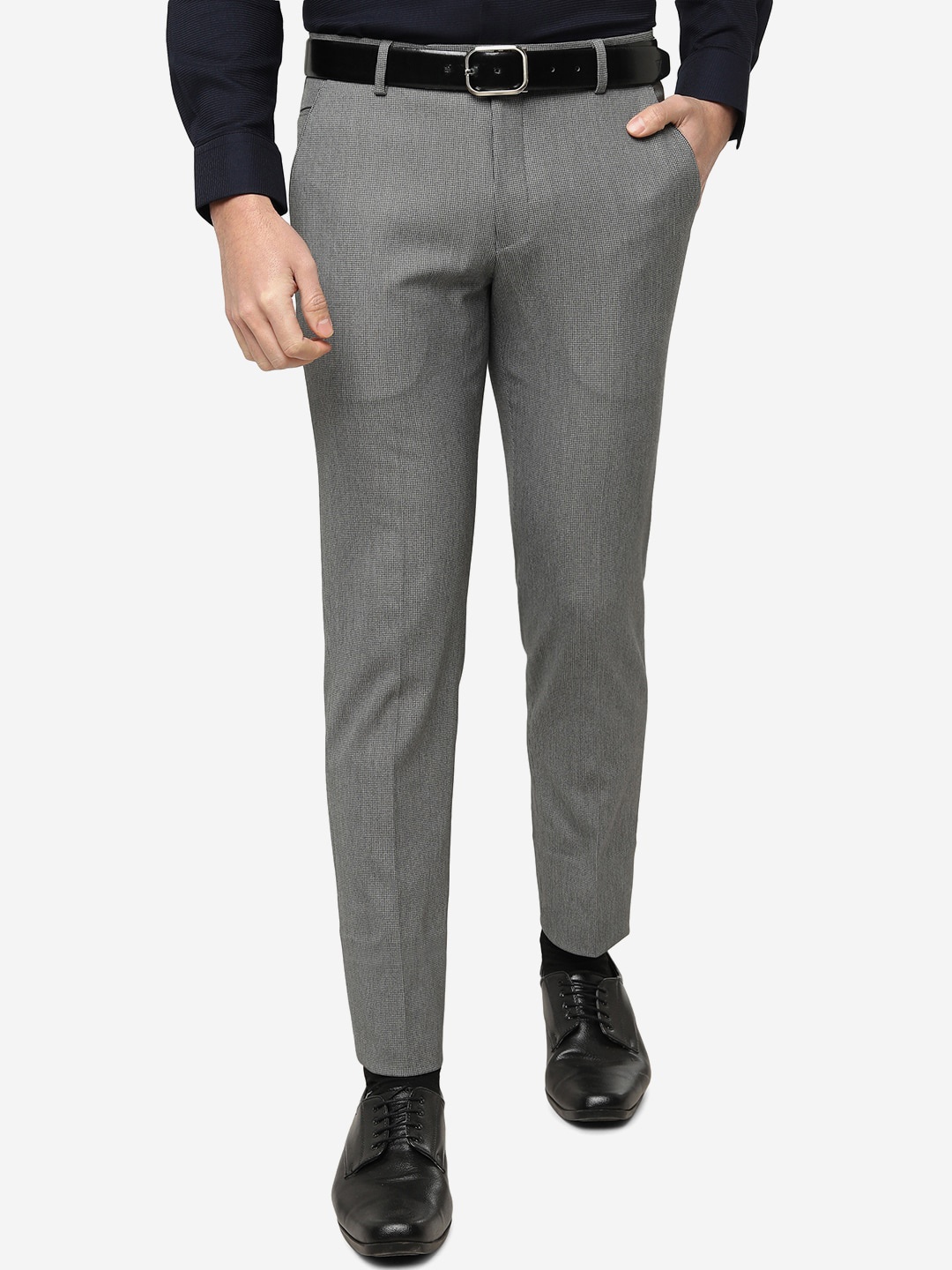 

JADE BLUE Men Slim Fit Formal Trousers, Grey