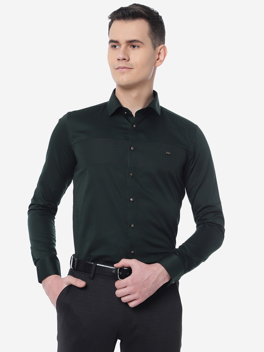 

JB STUDIO Slim Fit Cotton Formal Shirt, Green