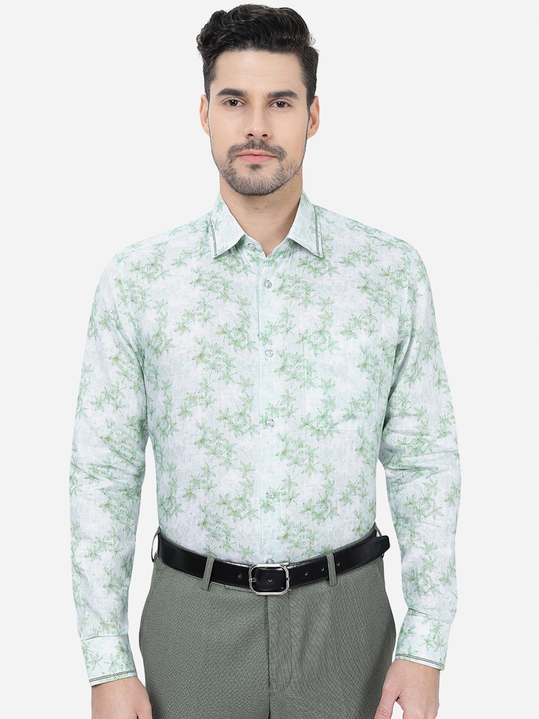 

JB STUDIO Slim Fit Floral Printed Formal Shirt, White