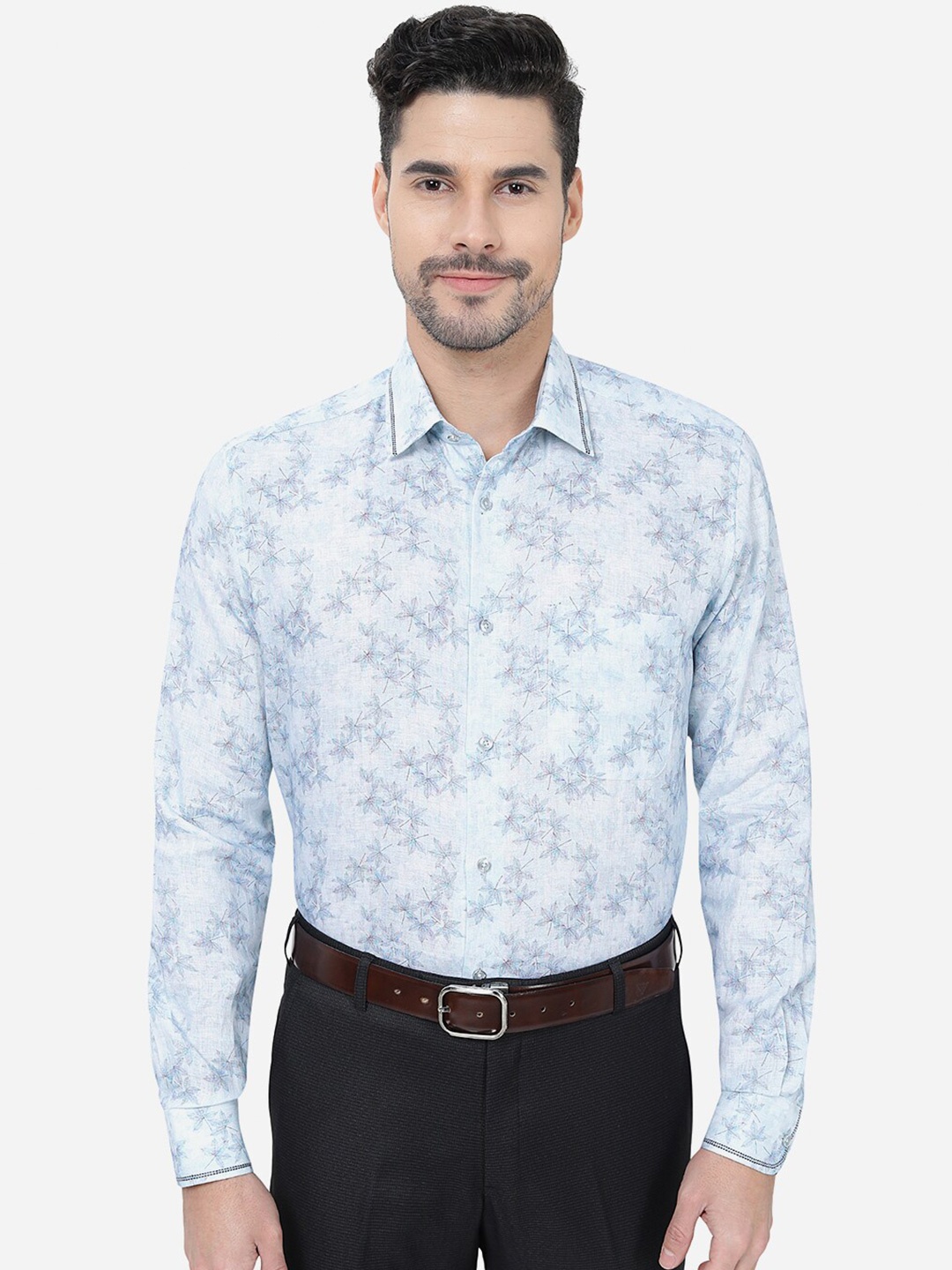 

JB STUDIO Slim Fit Floral Printed Cotton Casual Shirt, Blue