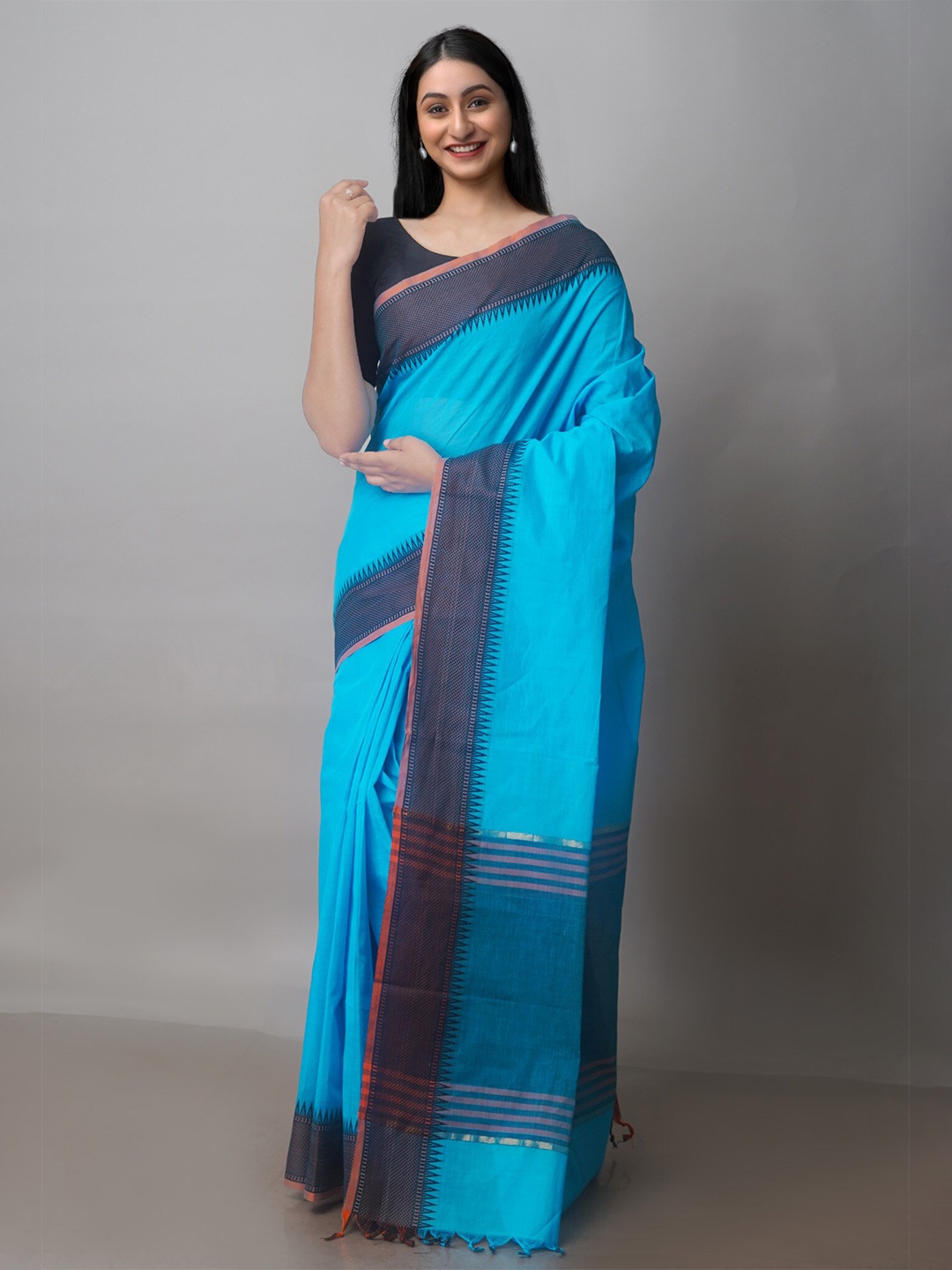 

Unnati Silks Bordered Mangalagiri Saree, Blue