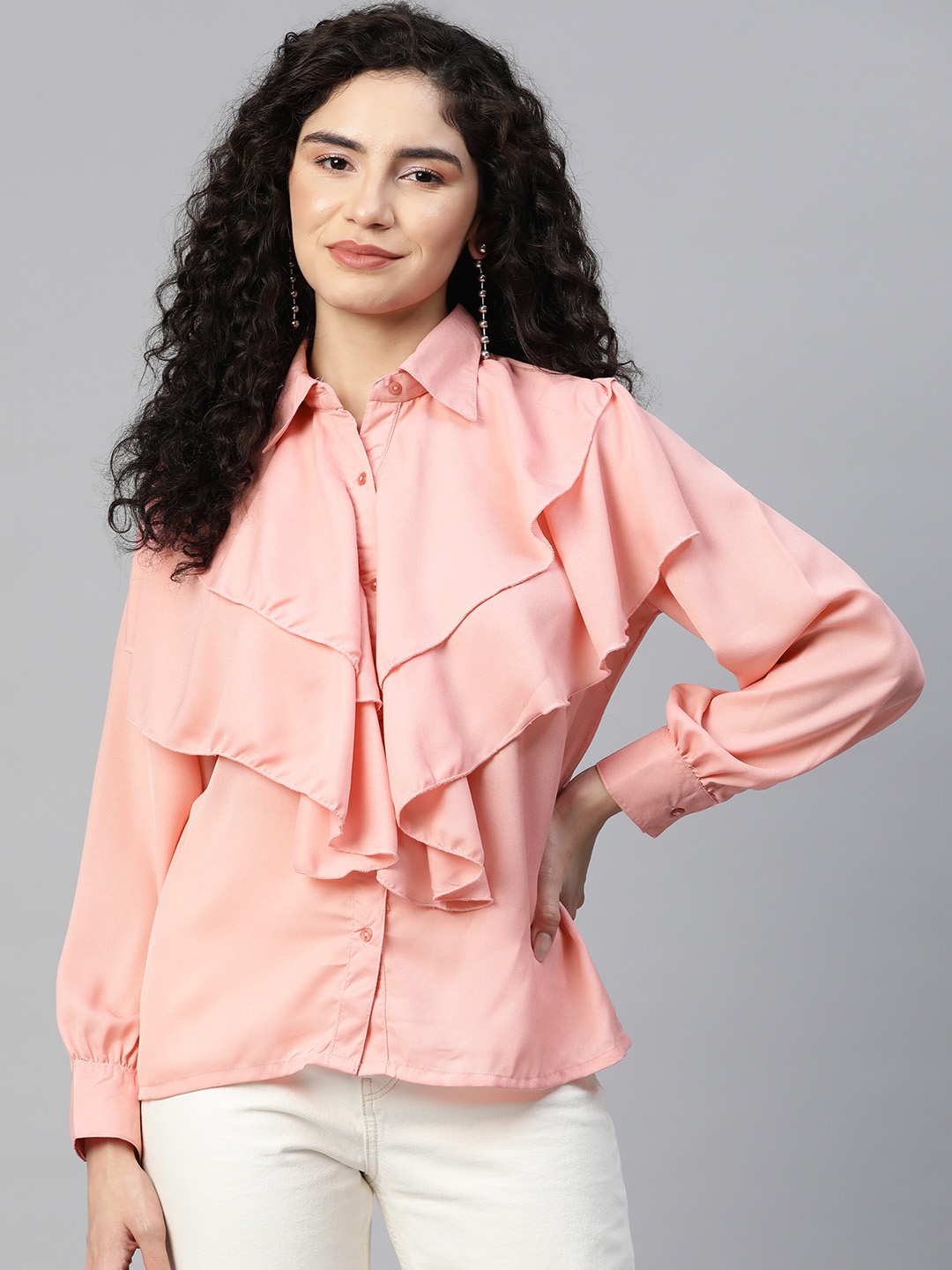 

plusS Layered Shirt Style Top, Peach