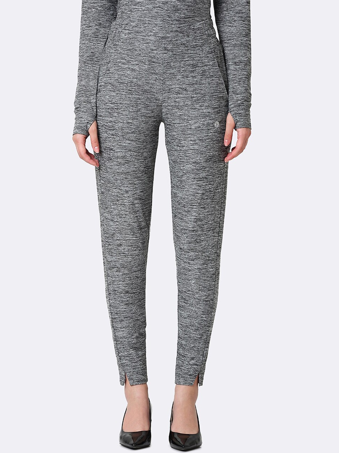 

Van Heusen Women Athleisure Antibacterial Moisture Wicking Track Pants, Grey melange