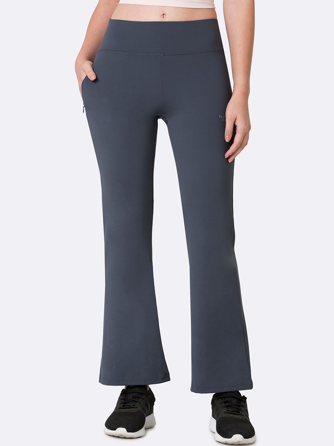 

Van Heusen Elite Women Proactive Solid Antibacterial & Moisture Wicking Flared Pants, Blue