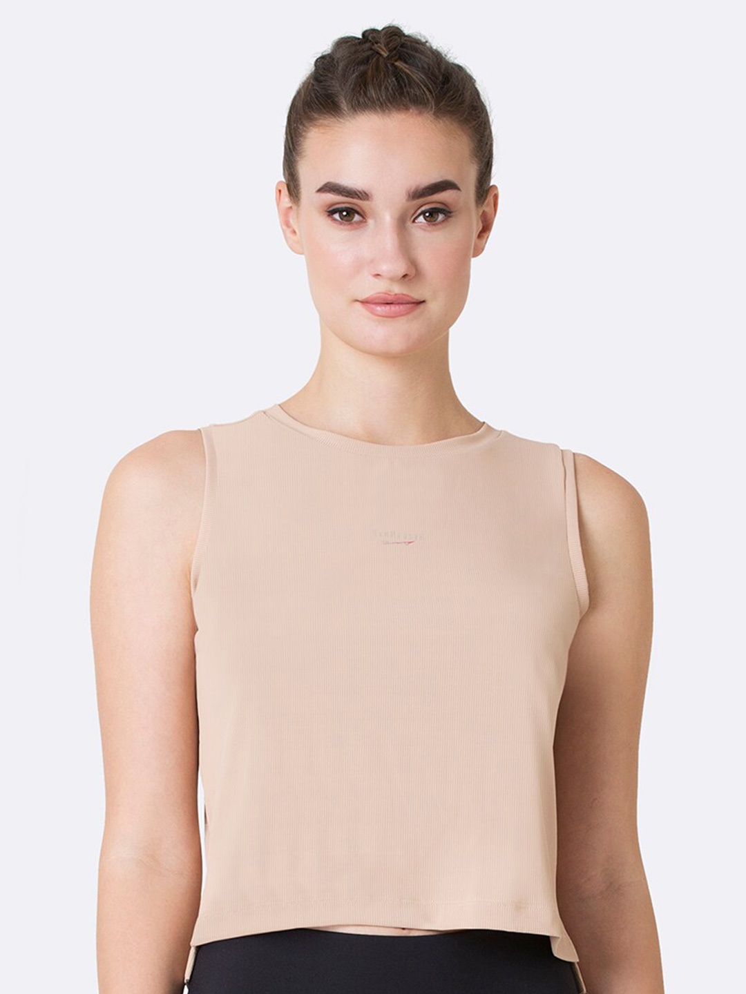 

Van Heusen Proactive Elite Solid Quick-Dry High Stretch Cropped Top, Beige