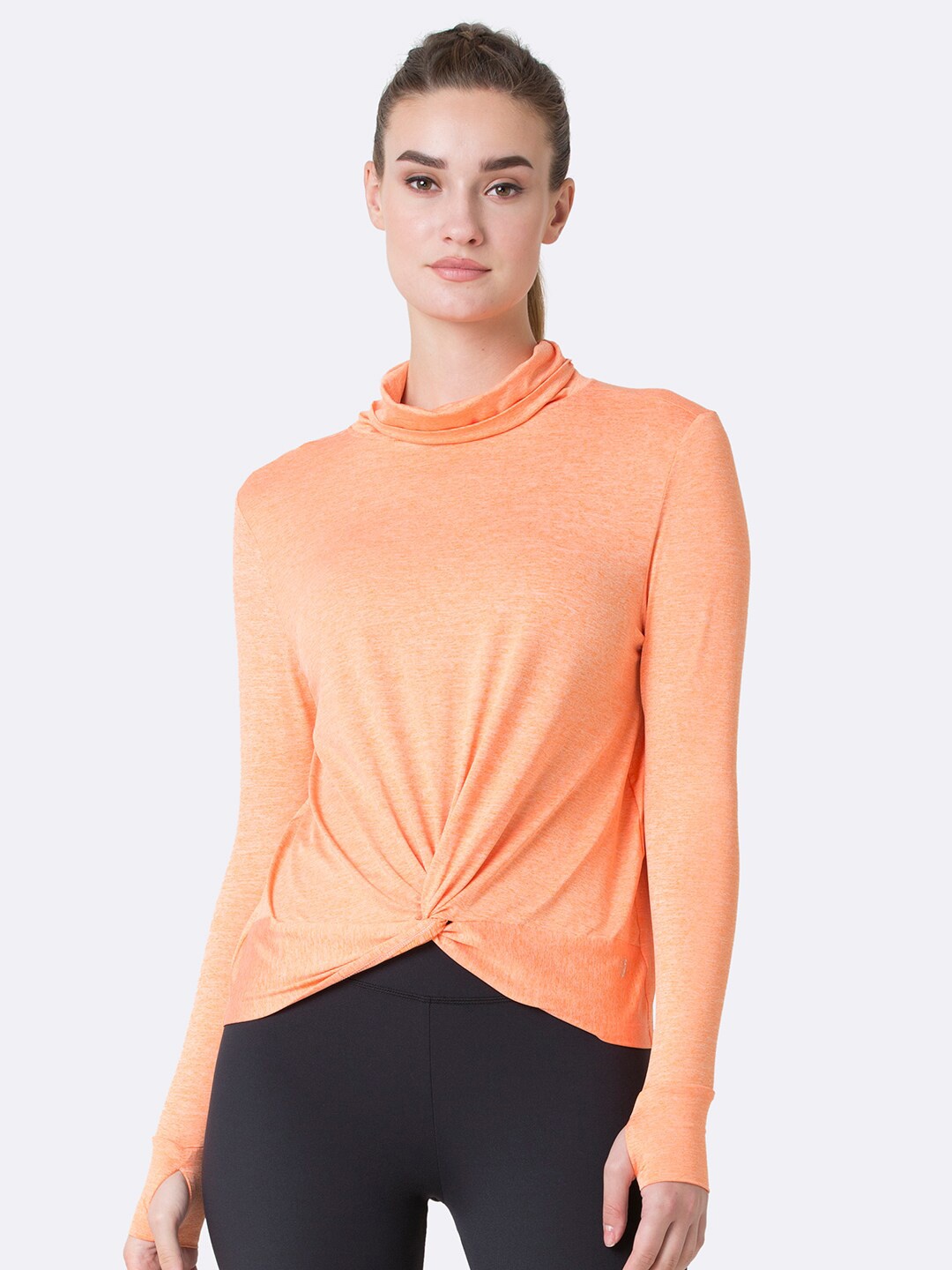 

Van Heusen Turtle Neck Knotted Antibacterial Quick-Dry T-Shirt, Orange