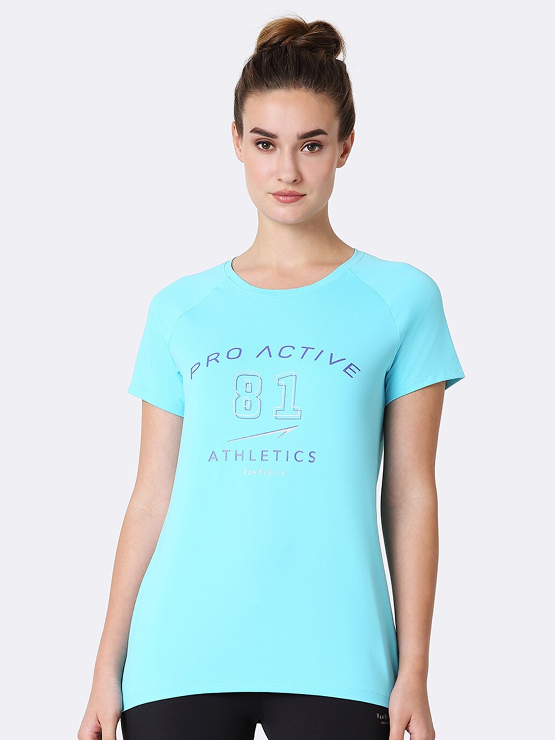 Van Heusen Proactive Antibacterial Round Neck T-Shirt, Blue