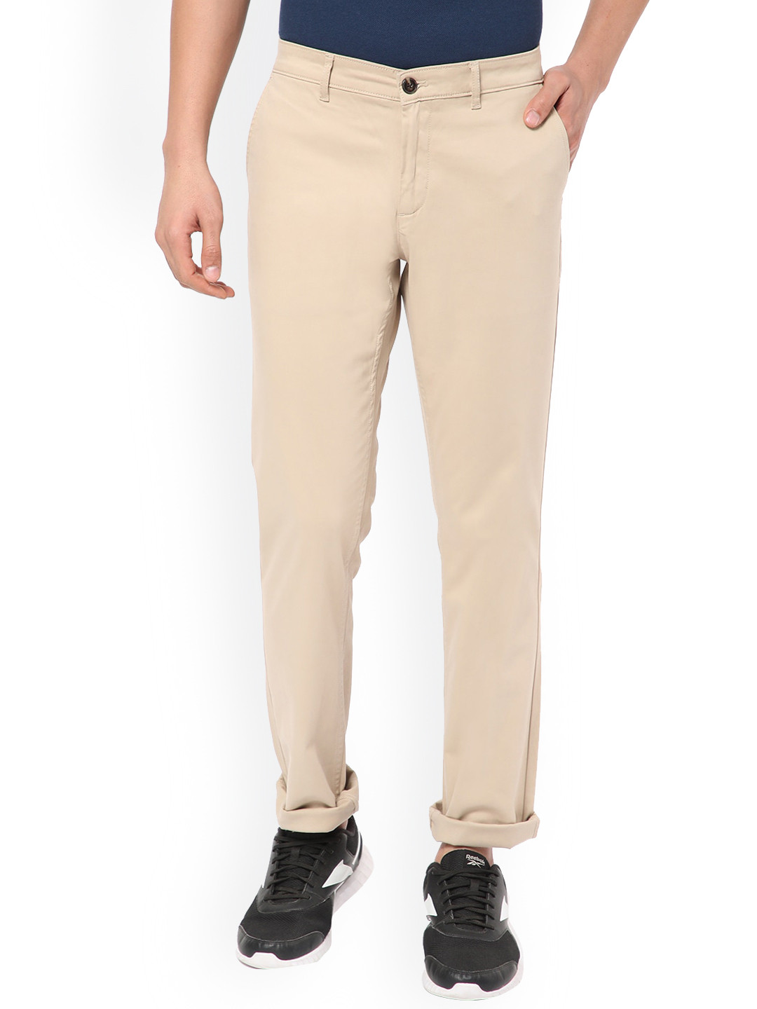 

R&B Men Regular Fit Cotton Chinos, Beige