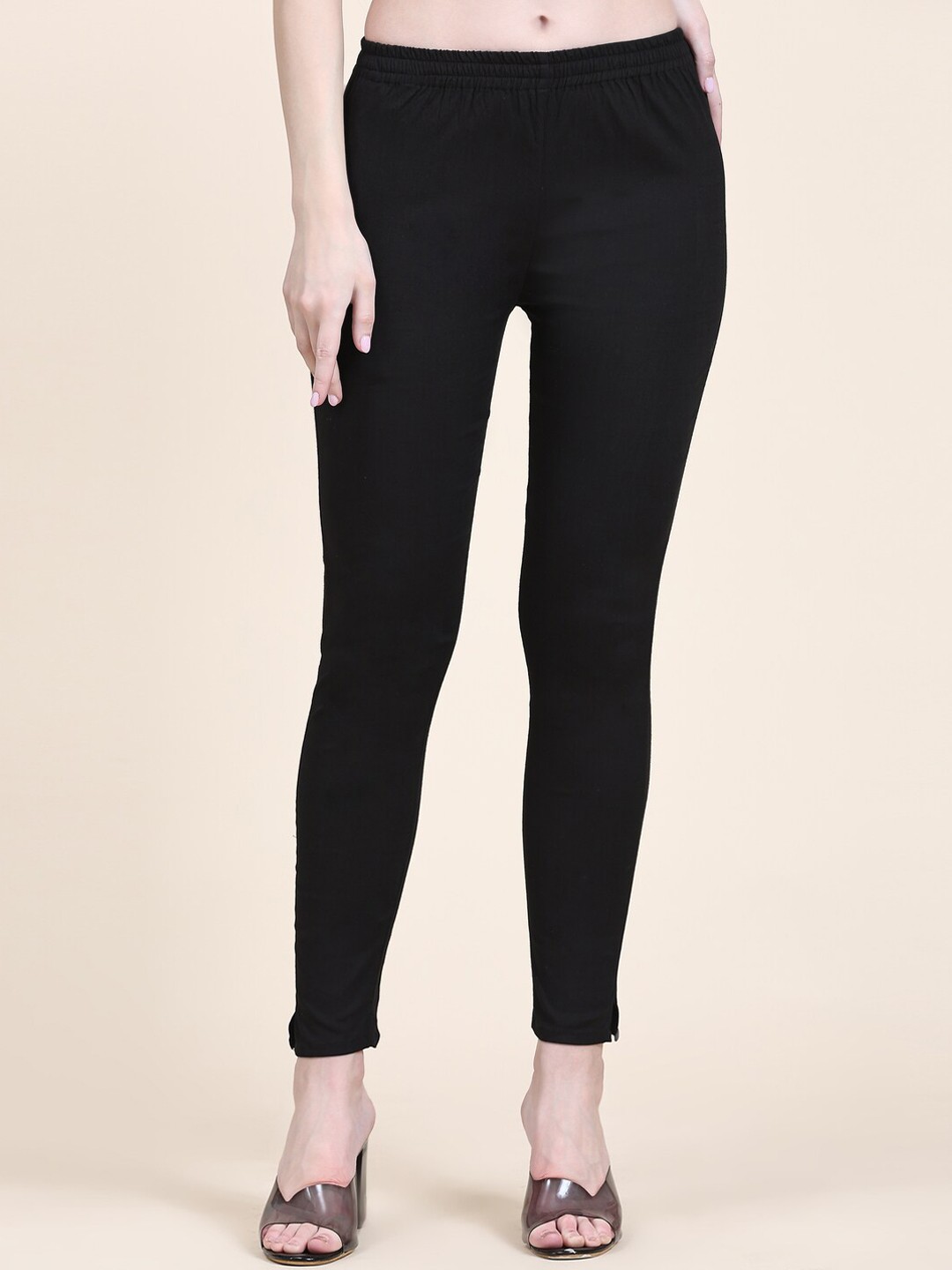 

Aawari Women Ankle-Length Lycra Leggings, Black