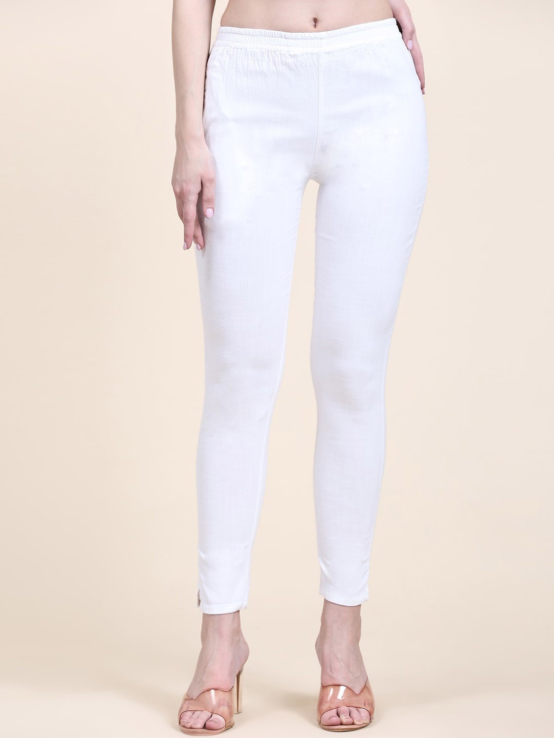 

Aawari Women Ankle-Length Lycra Leggings, White