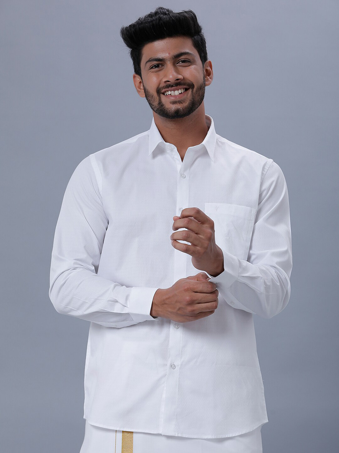 

Ramraj Regular Fit Cotton Ethnic Shirt, White