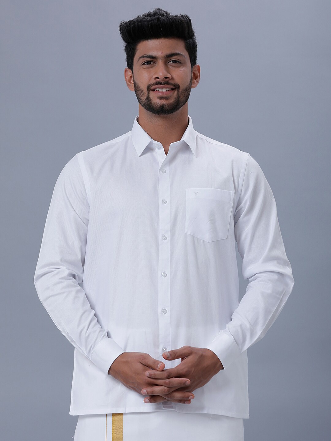 

Ramraj Regular Fit Cotton Ethnic Shirt, White