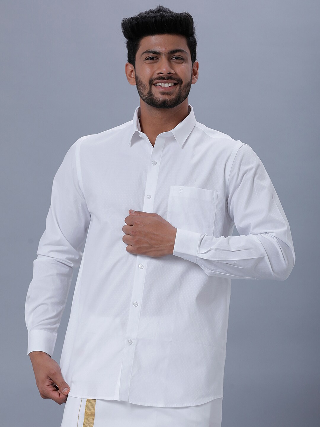 

Ramraj Cotton Casual Shirt, White