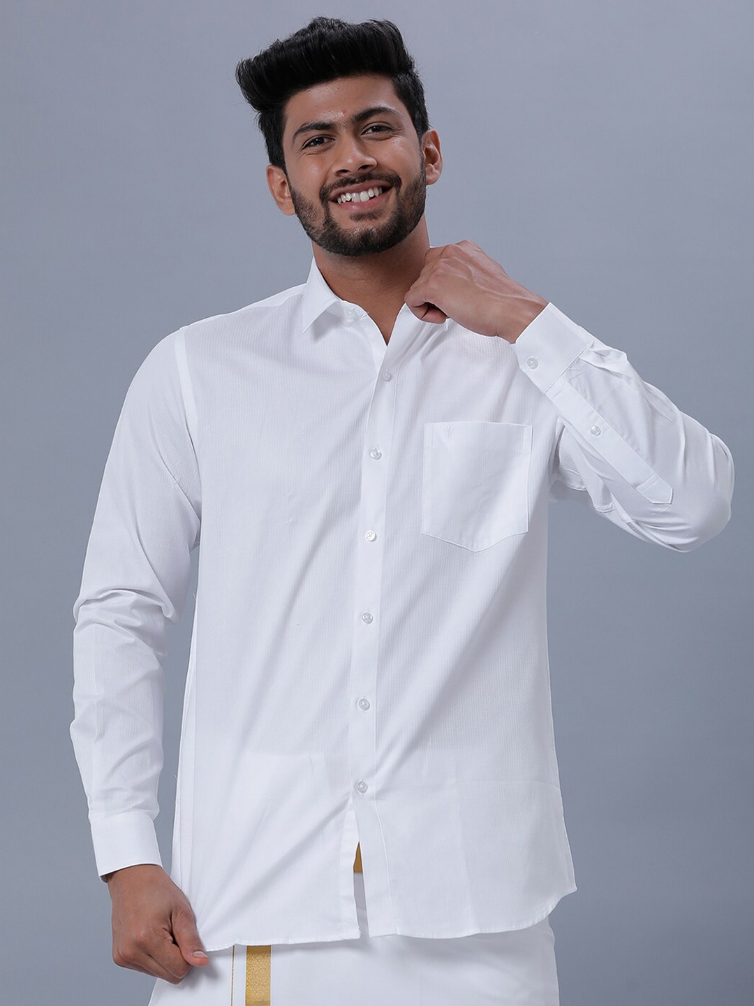 

Ramraj Men Cotton Opaque Casual Shirt, White