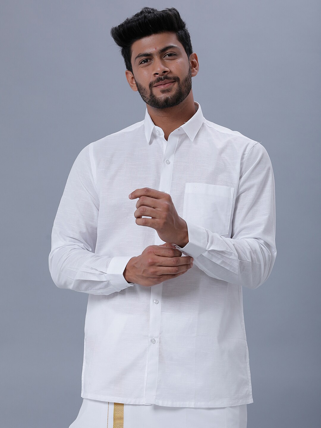 

Ramraj Long Sleeves Cotton Casual Shirt, White