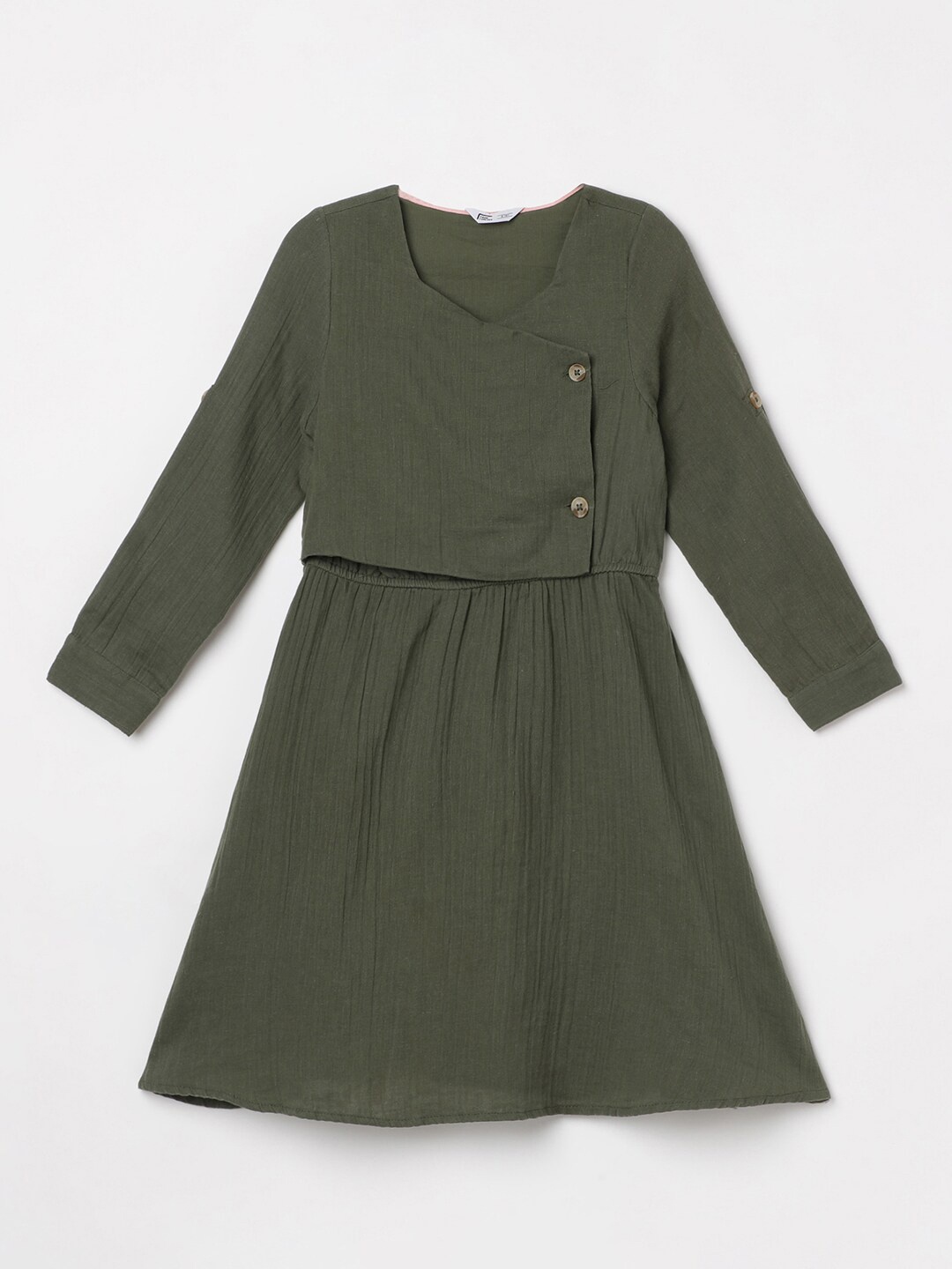 

Fame Forever by Lifestyle V-Neck Long Sleeves A-Line Midi Dress, Green