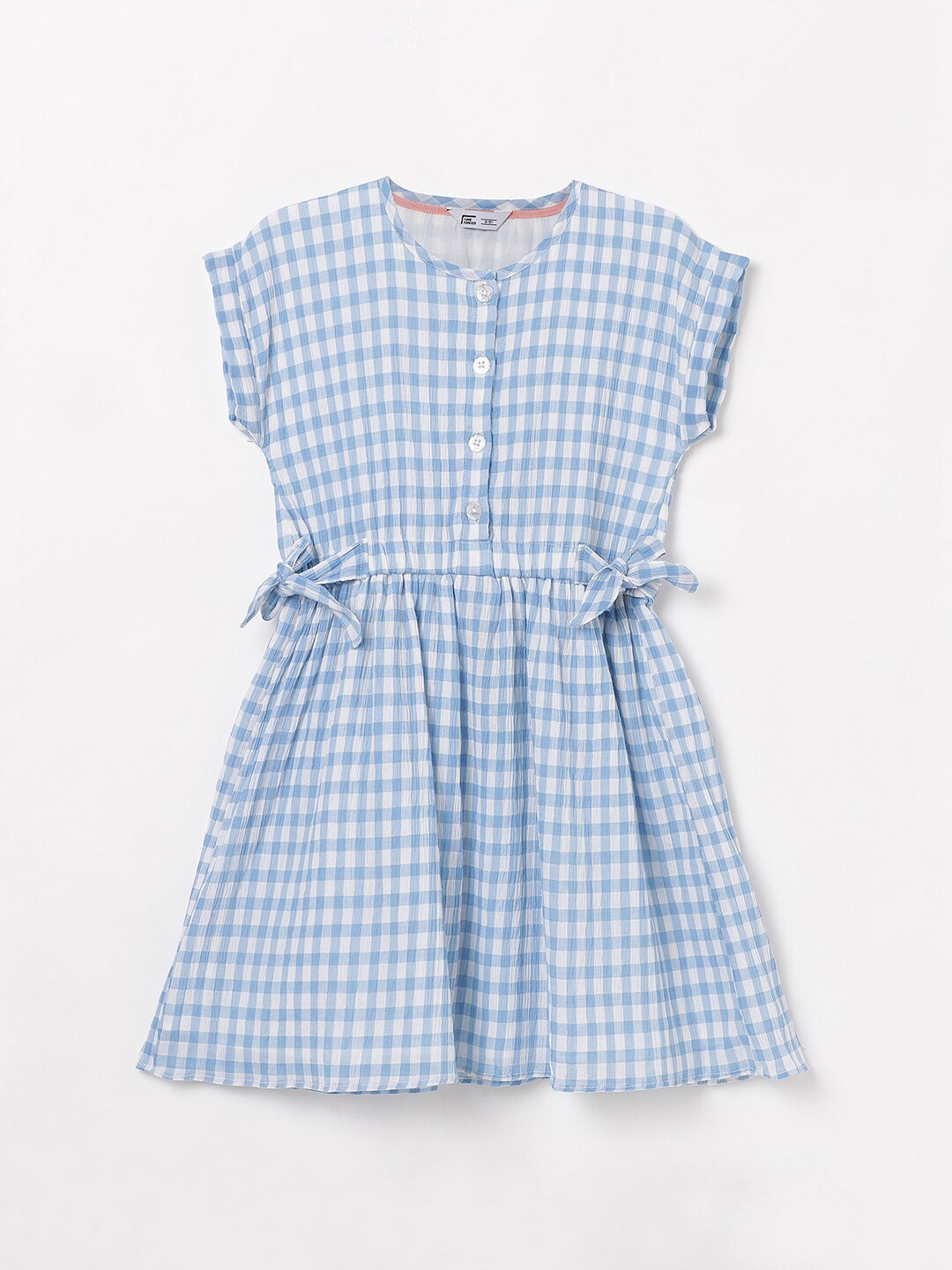 

Fame Forever by Lifestyle Girls Checked Pure Cotton Fit & Flare Dress, Blue