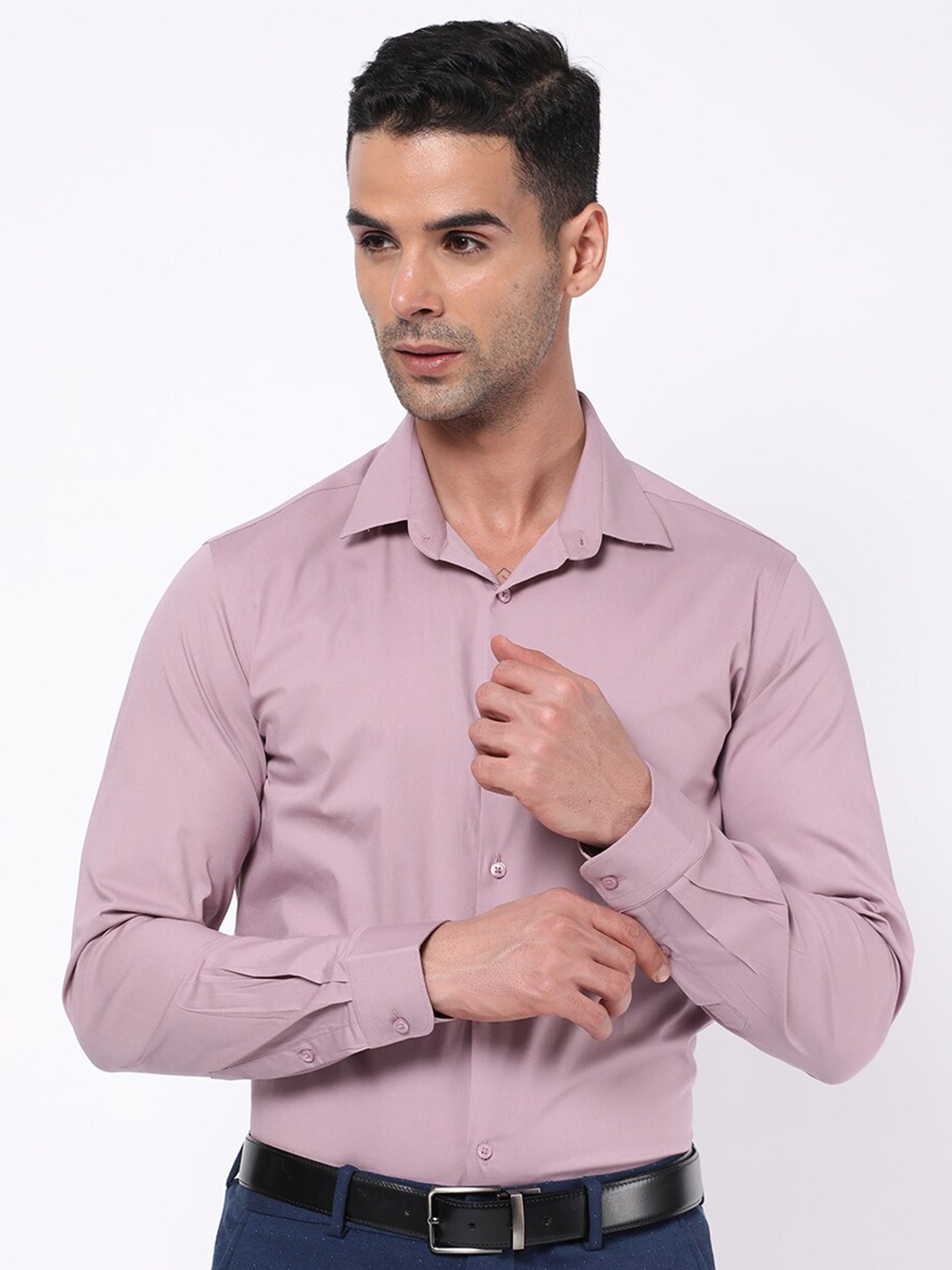 

R&B Regular Fit Cotton Formal Shirt, Pink