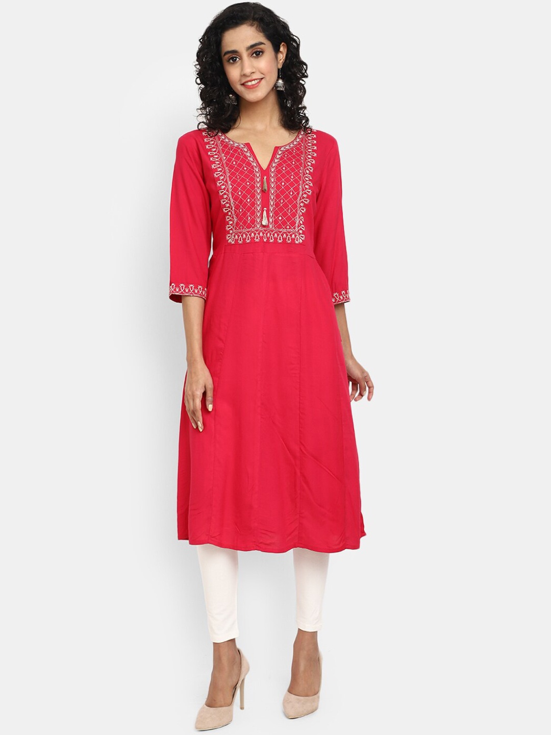 

V-Mart Women Pink Thread Work Kurta