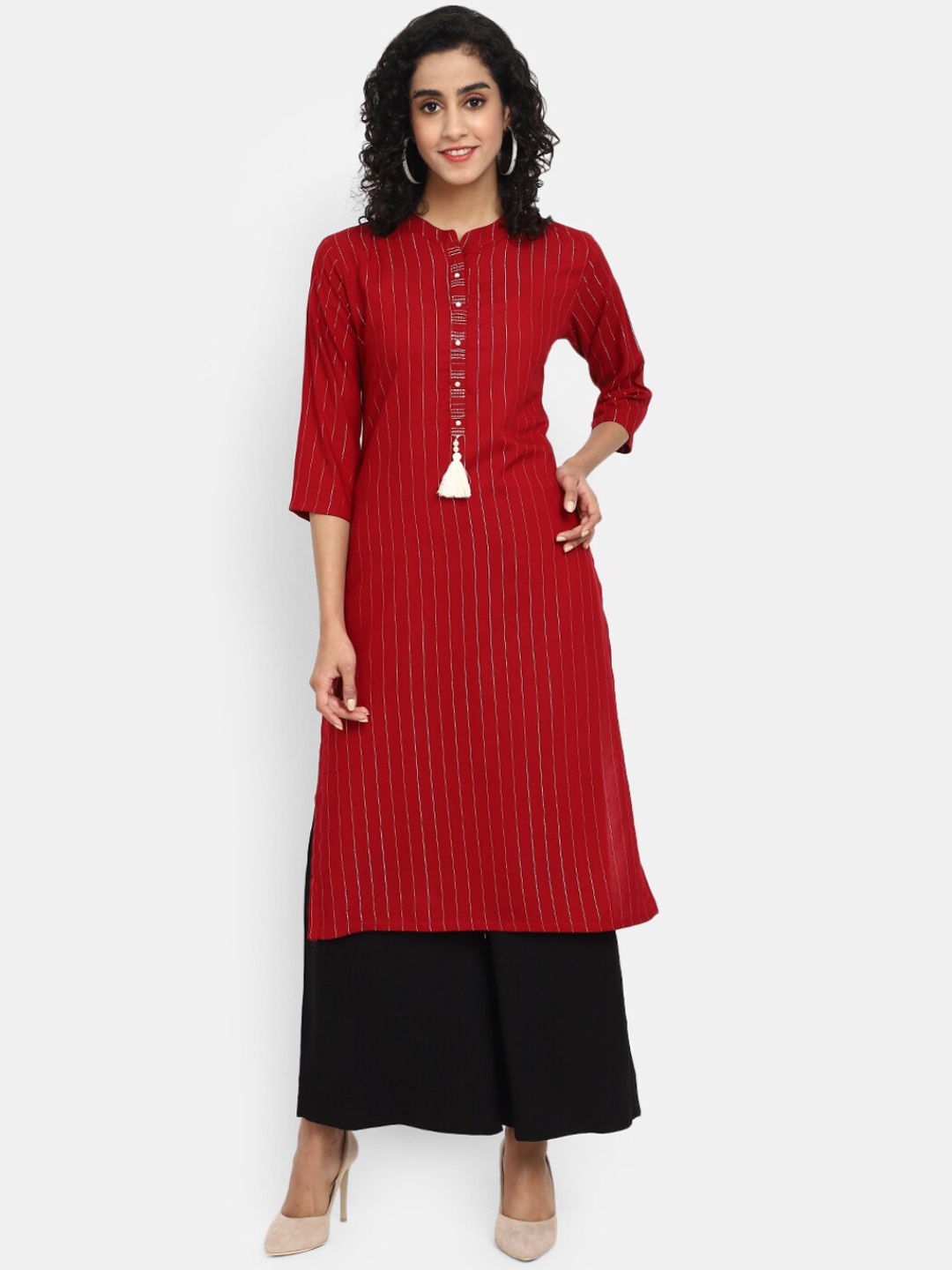 

V-Mart Women Red Thread Work Kurta