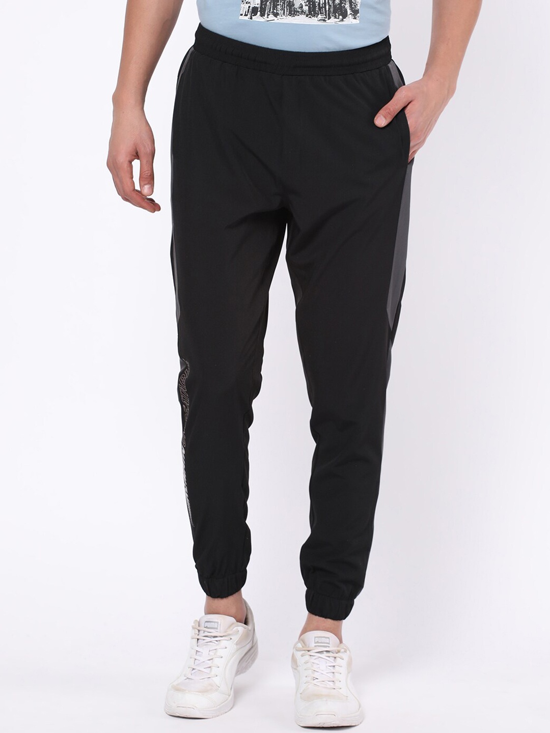 

R&B Men Regular Fit Mid-Rise Swift-Dry Joggers, Black