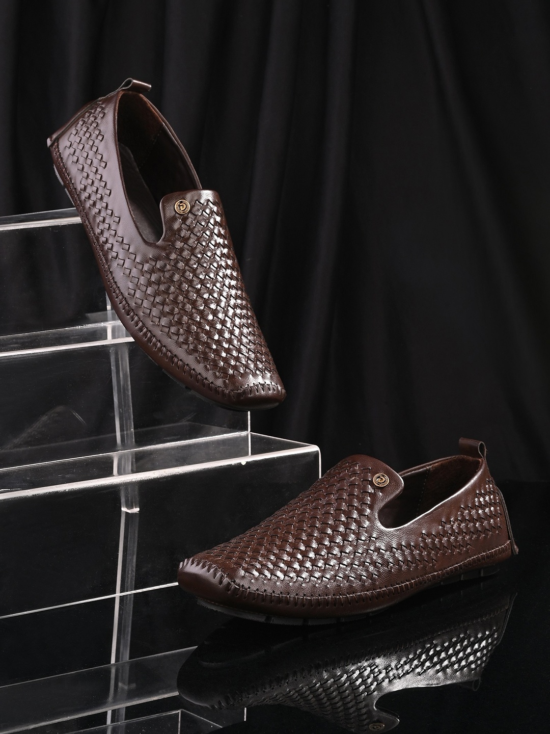 

MENGLER Men Woven Design Memory Foam Basics Mojaris, Brown